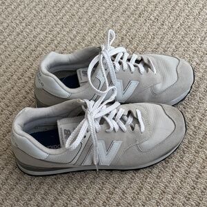 New Balance Light Gray and White Sneakers